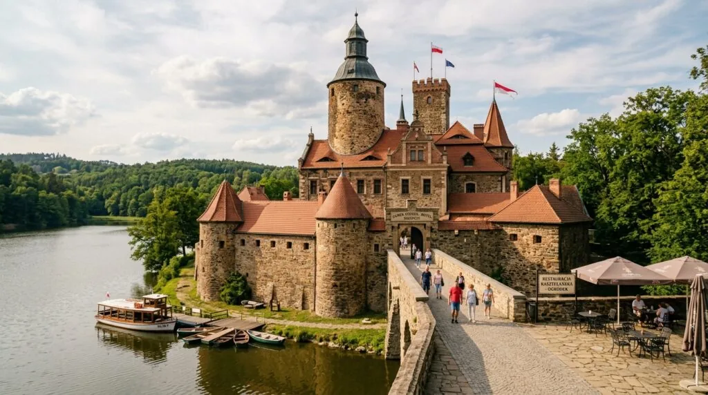 Odrestaurowany zamek Czocha pełniący współcześnie funkcję hotelu