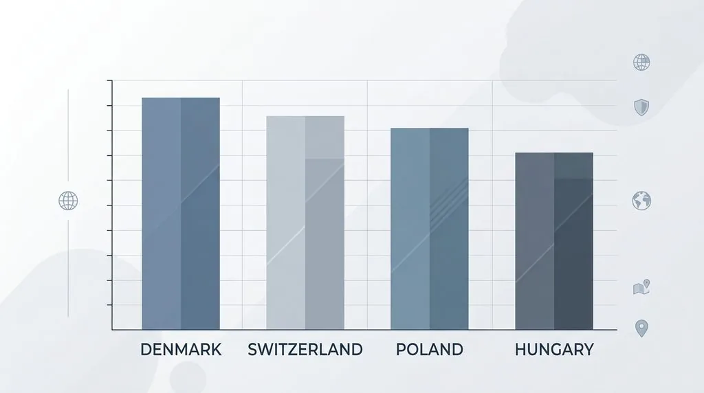 Wykres porównujący poczucie bezpieczeństwa turystów w Polsce i innych krajach europejskich