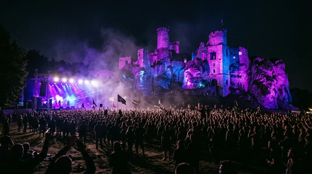 Ruiny zamku w Bolkowie podczas festiwalu muzycznego Castle Party 2026