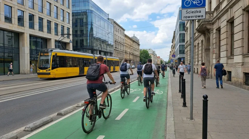 Nowa droga rowerowa w centrum Warszawy oddzielona od ruchu samochodowego